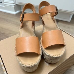 Soludos Minorca Leather Platform Sandals — Nude — Size 7.5